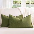 Zwjd Olive Green Pillow Covers 12X20 Set Of 2 Chenille Pillow Covers With Elegant Design Soft And Luxurious Decorative Throw Pil