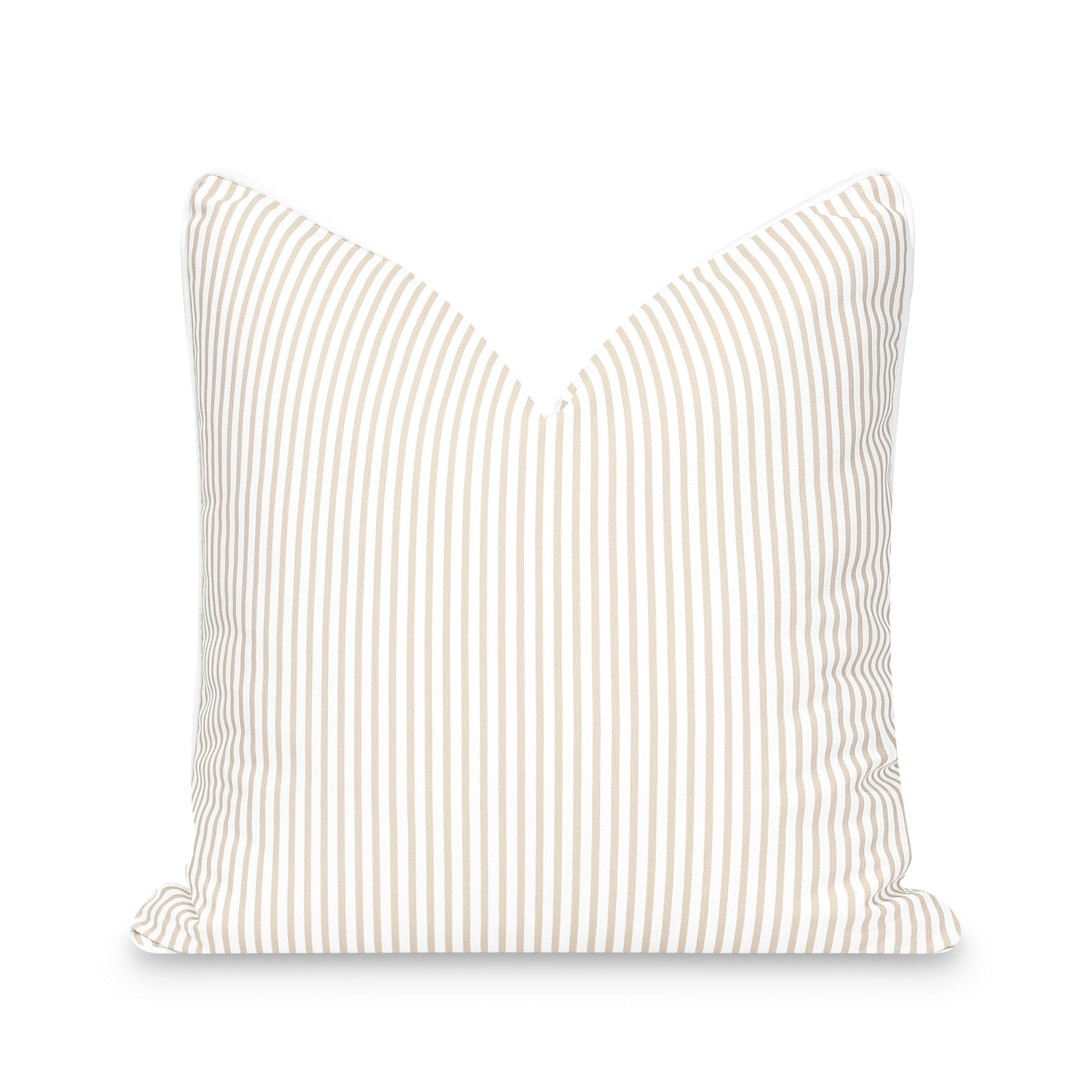 Hofdeco Premium Fall Coastal Patio Indoor Outdoor Pillow Cover Only, 20'X20' Water Repellent For Backyard, Couch, Neutral Tan
