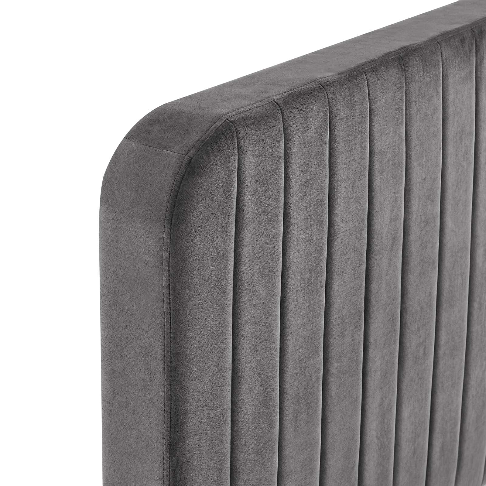 Modway Celine Channel Tufted Performance Velvet Queen Platform Bed in Gray