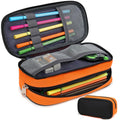Mountain Guest Large Capacity Pencil Case Multi-Slot Pencil Pouch Durable Pencil Box Portable Office Pen Bag With Zipper (Black-