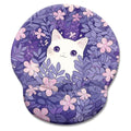 Limkrian Purple Mouse Pad With Wrist Rest, Cat Ergonomic Mouse Pad Wrist Support With Non-Slip Pain Relief Pu Base, Funny Comput
