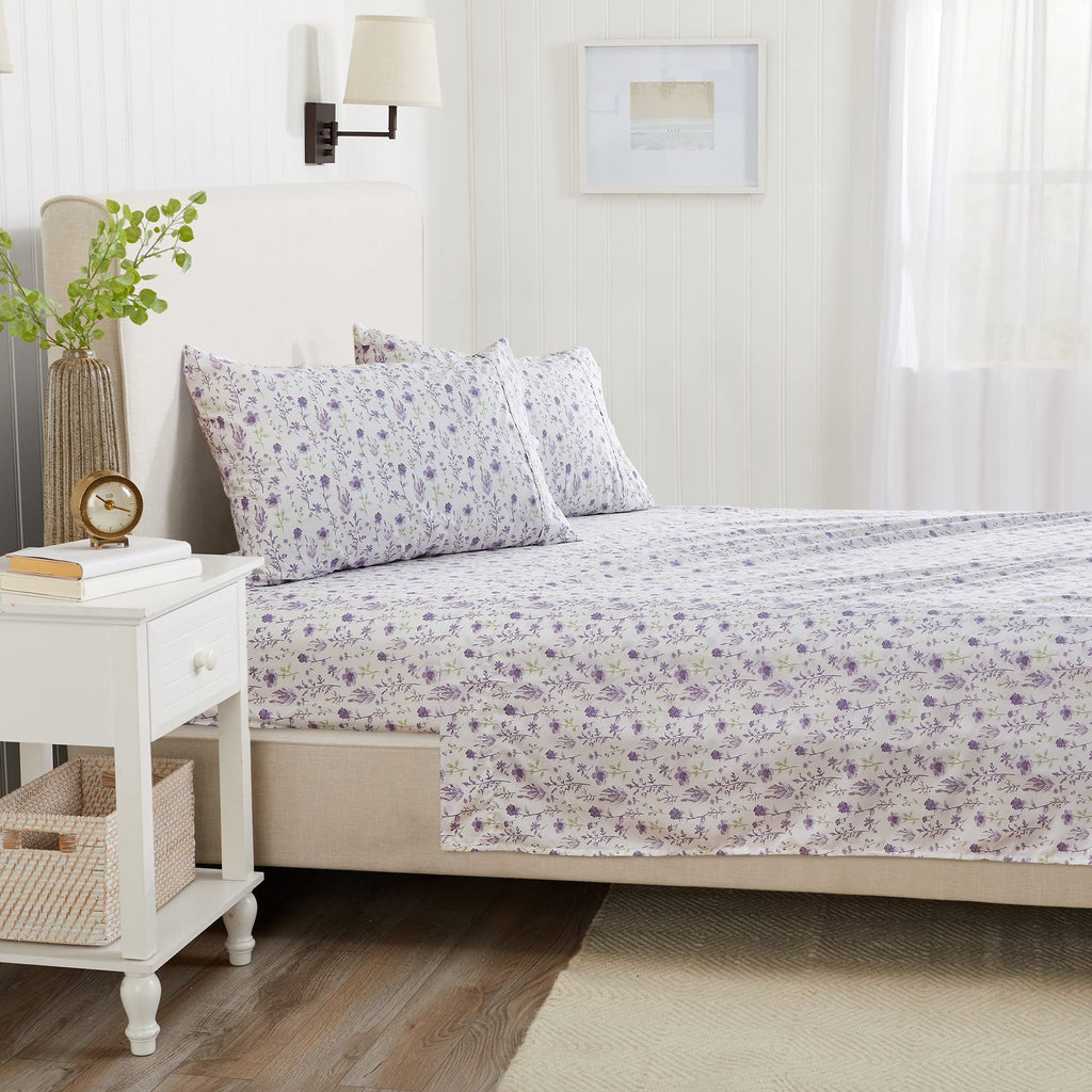 Great Bay Home 3-Piece Floral Print Ultra-Soft Microfiber Sheet Set. Wrinkle Free, Comfortable, All-Season Bed Sheets. (Twin, Colorful Floral - Lavender)