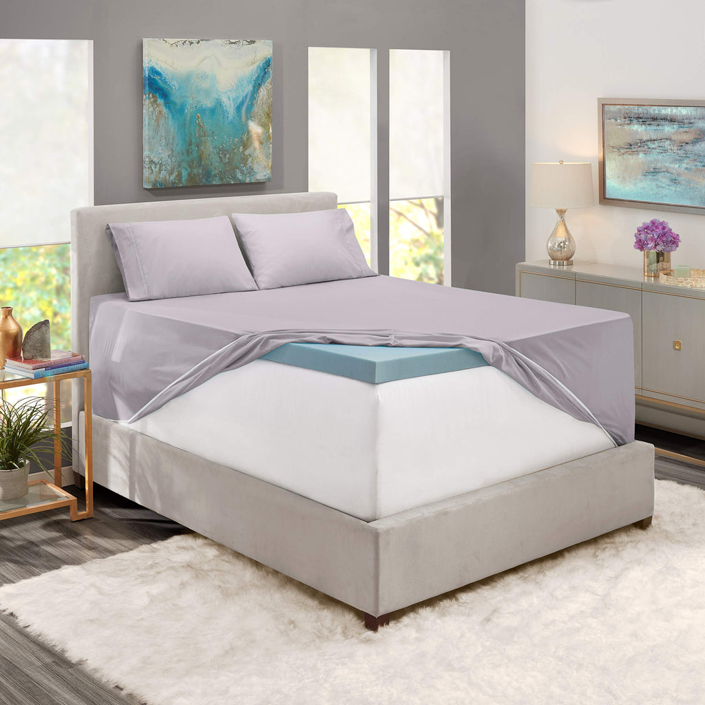 Nestl Extra Deep Pocket Sheets - Fits Mattress 18-24 Inches Deep, Extra Deep Pocket Full Size Sheets Sets, 4 Piece Full Size Sheets, Full Sheets Deep Pocket, Light Grey Lavender Sheets