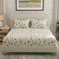 Huesland By Ahmedabad Cotton 144 Tc Double Bedsheet Cotton With 2 Pillow Covers | White & Tangerine Orange