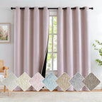 Pink Linen 100% Blackout Curtains for Bedroom 108'' Length Thermal Insulated Curtain Drapes for Living Room Guest Room Nursery 5