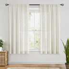Fmfunctex Linen Semi Sheer Curtains 54 Inch Length For Bedroom Living Room, Beige Curtain Panels Sheer Linen Textured Window Dra