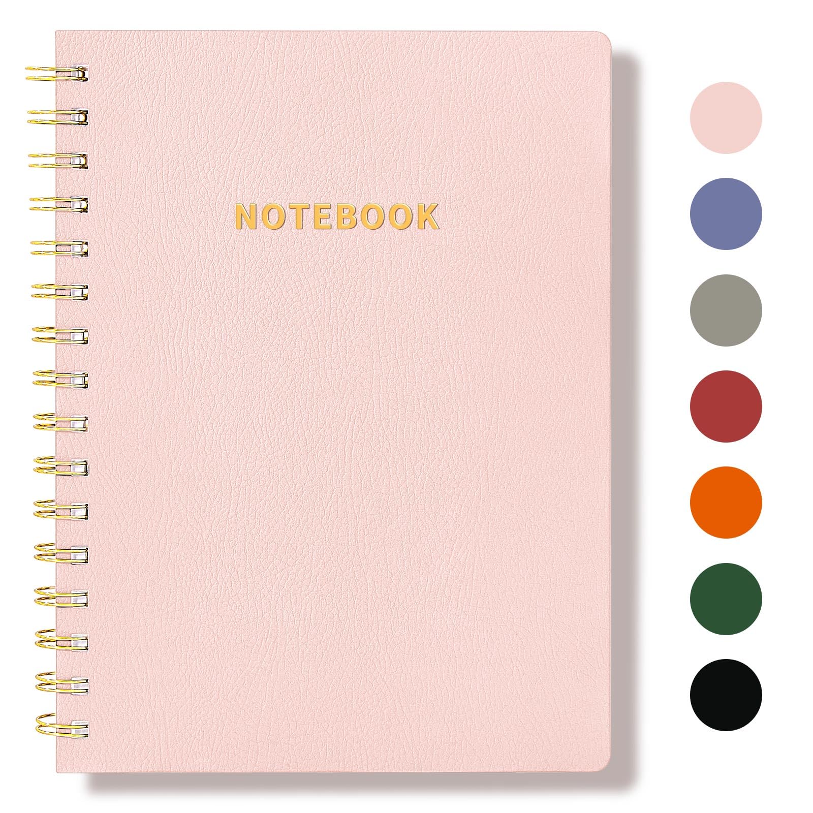 Tsfpapier Spiral Notebook, Soft Cover Business Journal With Big Pocket, Widen 8.5' X 6.34', Wirebound Memo Notepads, 160 Pages