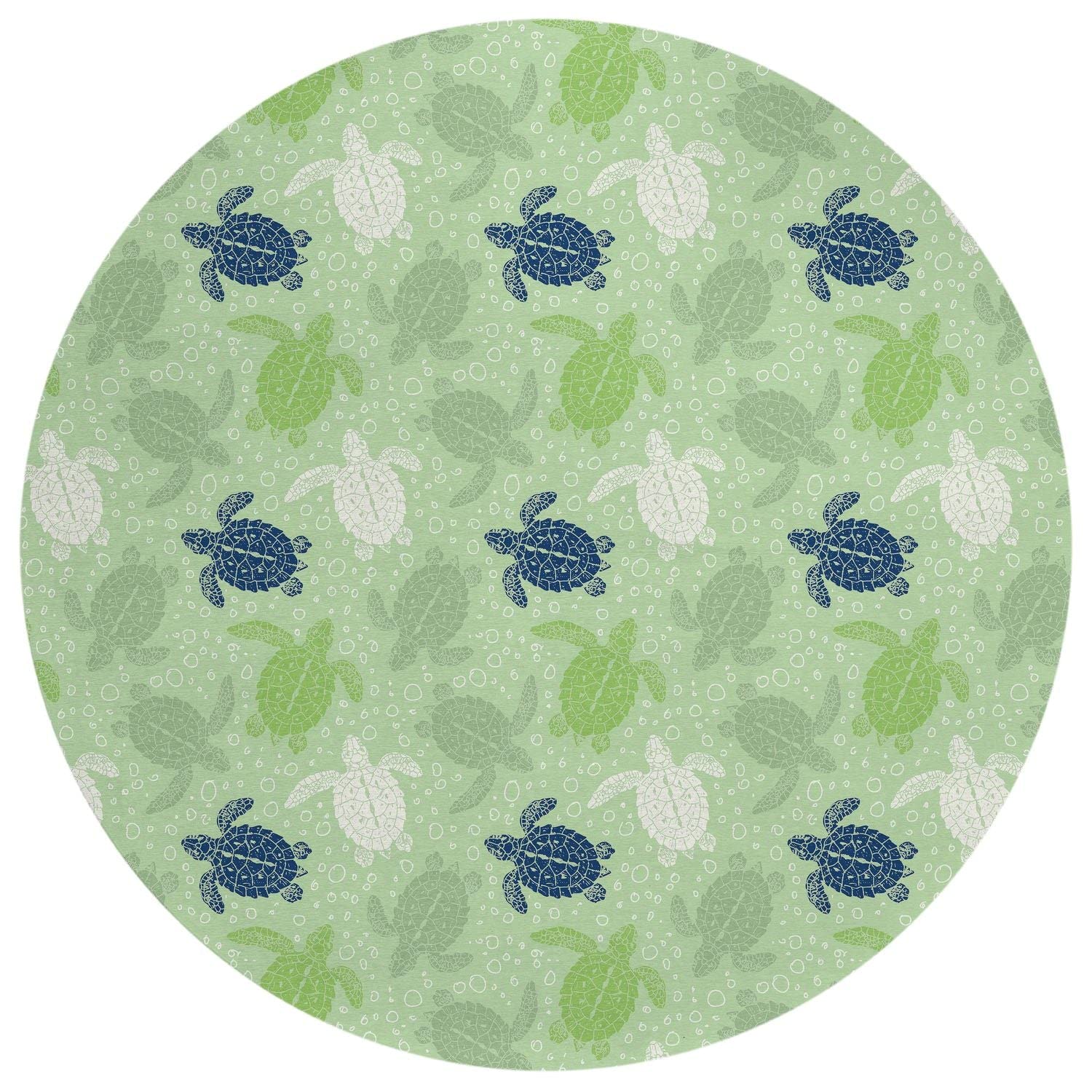 Seabreeze Sz13 Green Coastal Rug Round 8' X 8'