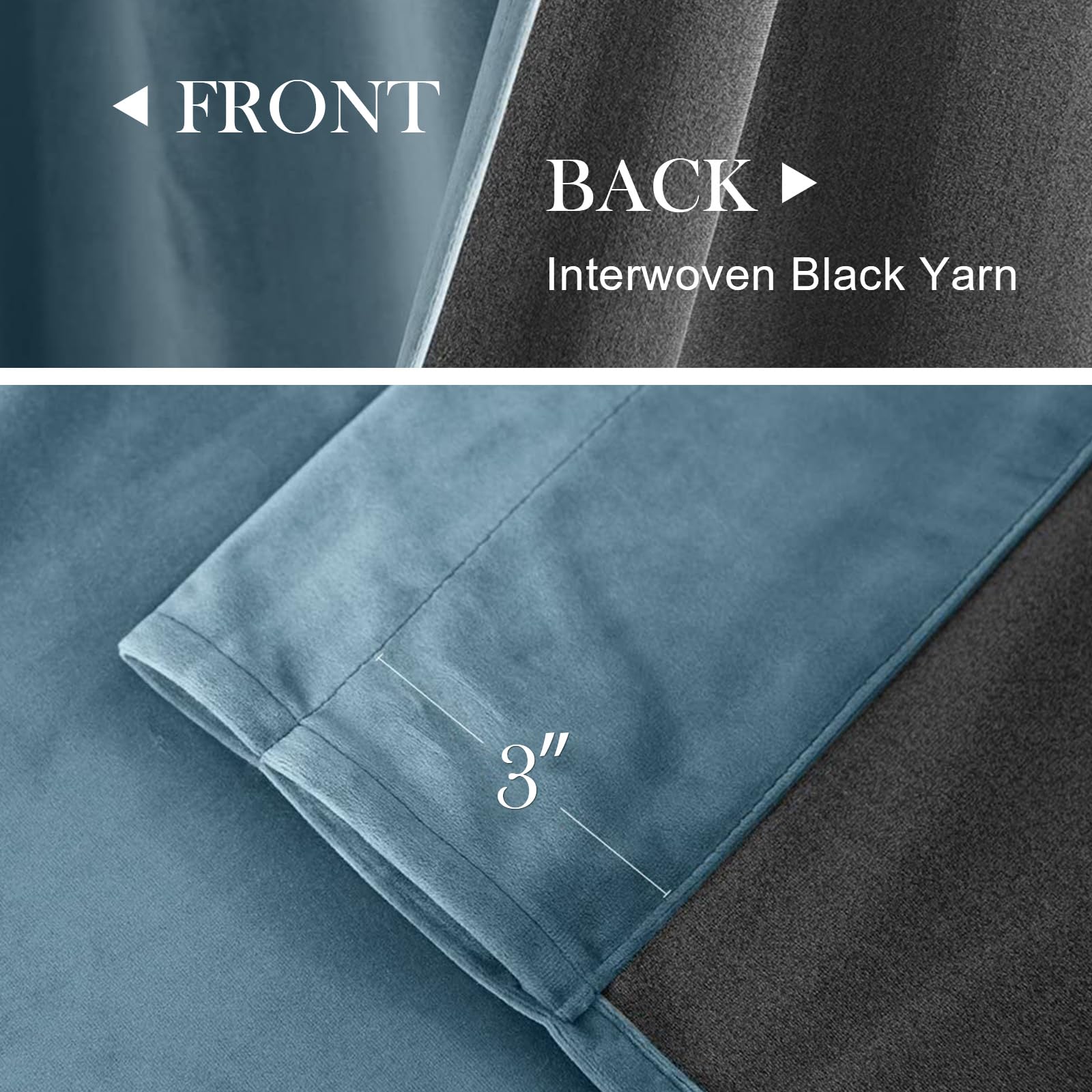 Lazzzy Blue Velvet Curtains 108 Inches Long Room Darkening Drapes For Bedroom Living Window Treatments Rod Pocket 2 Panels, Dark Slate, W62 X L108