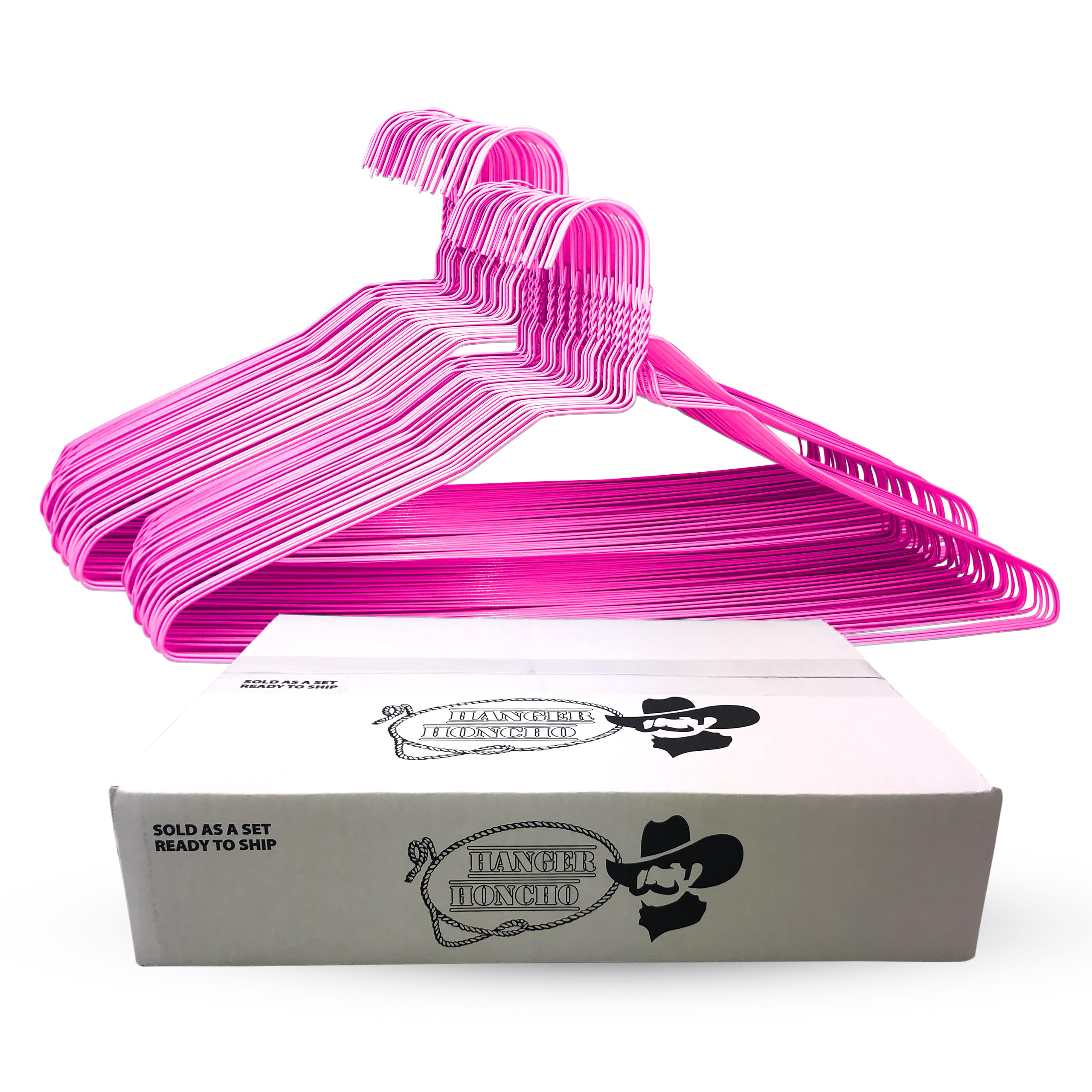 200 Wire Hangers - Pink Metal Hangers in Bulk - 18 Inch Thin Standard Dry Cleaner Coated Steel