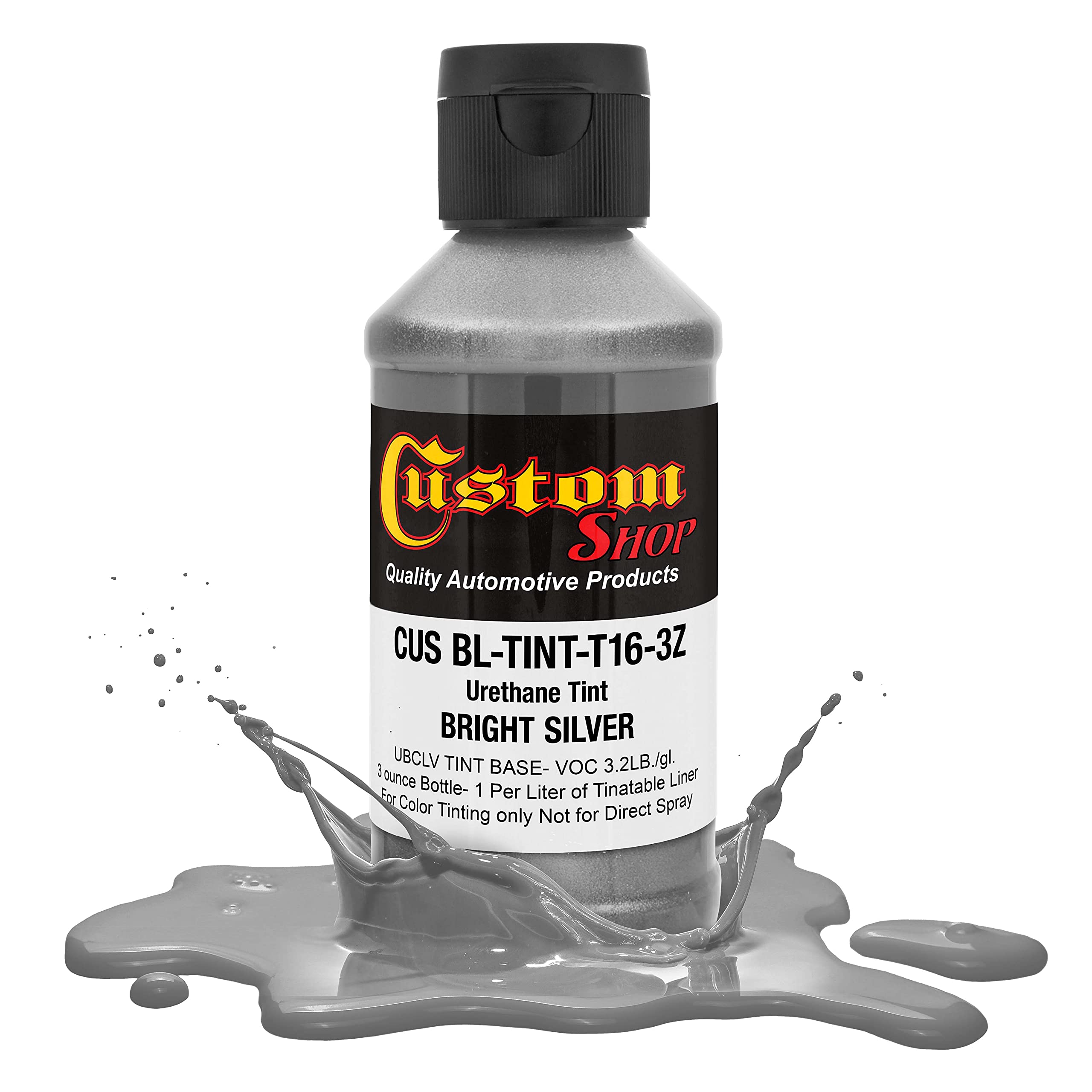 Custom Coat 3 Ounce (Bright Silver Color) Urethane Tint Concentrate For Tinting Truck Bed Liner Coatings - Proportioned For Use