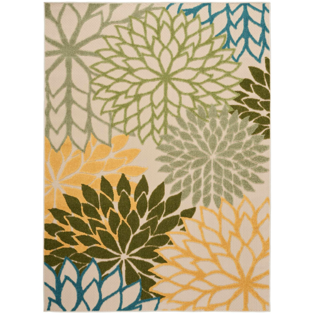 Nourison Aloha Tropical Indoor/Outdoor Green Multicolor 6' X 9' Area Rug, Easy Cleaning, Non Shedding, Bed Room, Living Room, Dining Room, Backyard, Deck, Patio (6X9)
