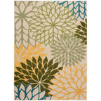 Nourison Aloha Tropical Indoor/Outdoor Green Multicolor 6' X 9' Area Rug, Easy Cleaning, Non Shedding, Bed Room, Living Room, Dining Room, Backyard, Deck, Patio (6X9)