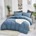 Luxlovery Blue Comforter Set Twin Men Women Solid Lake Blue Bedding Comforter Set Dark Color Quilts Blanket Cotton Soft Breathab