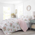 Laura Ashley - Twin Quilt Set, Cotton Reversible Bedding With Matching Sham, Home Decor Ideal For All Seasons (Honeysuckle Pink,