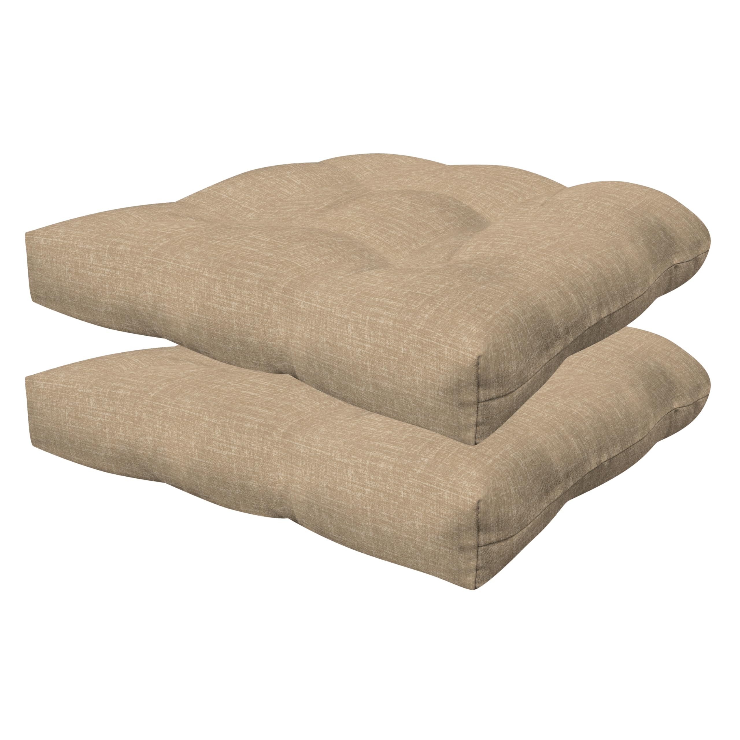 Honeycomb Essentials Outdoor Tufted Seat Cushions, 19' X 18', Hampton Texture Neutral Patio Chair Cushion 2-Pack