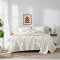 Wdcozy Boho Ivory Oversized California Cal King Size Quilt Bedding Sets With 2 Pillow Shams, Cream White Farmhouse Lightweight S