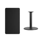 Flash Furniture 24'' x 42'' Rectangular Black Laminate Table Top with 24'' Round Table Height Base