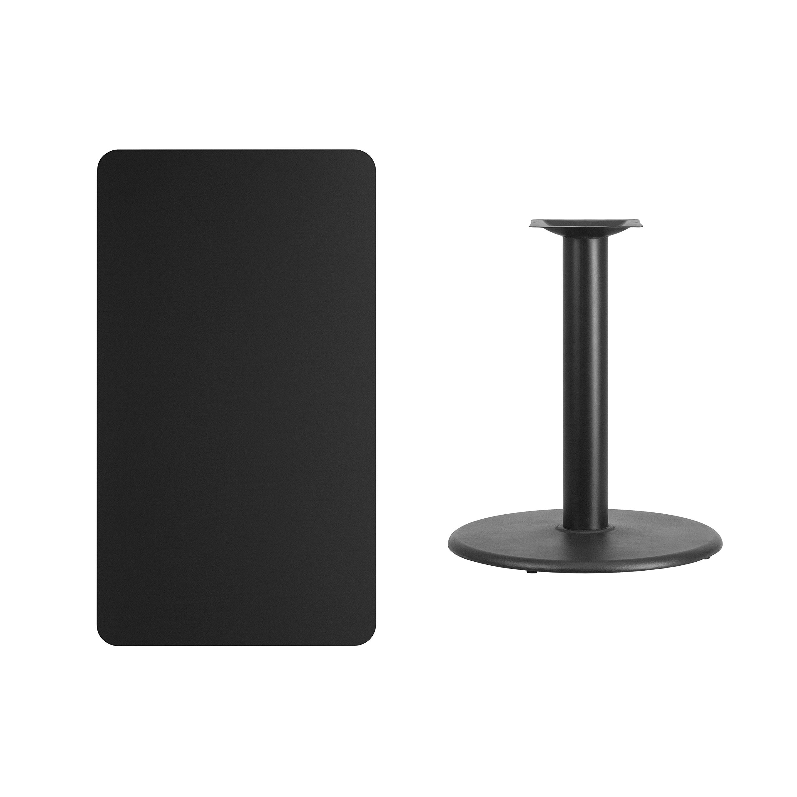 Flash Furniture 24'' x 42'' Rectangular Black Laminate Table Top with 24'' Round Table Height Base