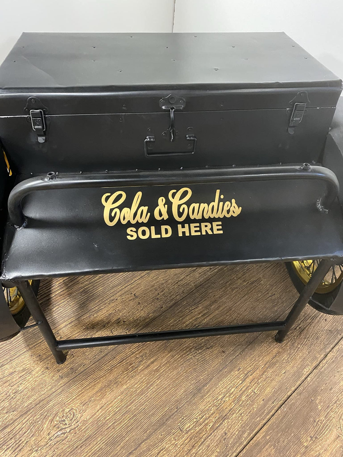 HomeRoots Metal Black Old Time Delivery Box Table with Storage