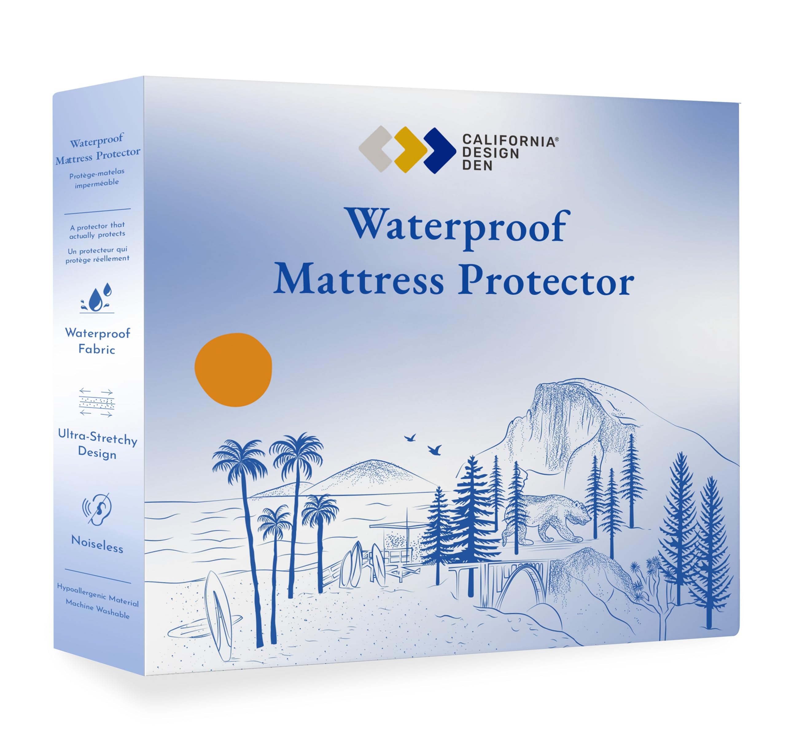 California Design Den Premium Waterproof Mattress Protector For Queen Size Bed - Soft, Cooling, Noiseless, Machine Washable, Fit