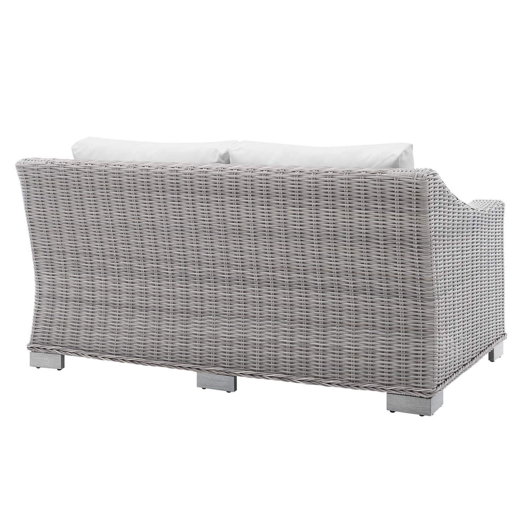 Modway Eei-3973-Lgr-Whi Conway Sunbrella Outdoor Patio Wicker Rattan, Loveseat, Light Gray White