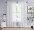 Floral White Lace Sheer Curtains For Bedroom Living Room 120' Pastoral Rose Voile Tulle Window Treatment Sets Wedding Embroider