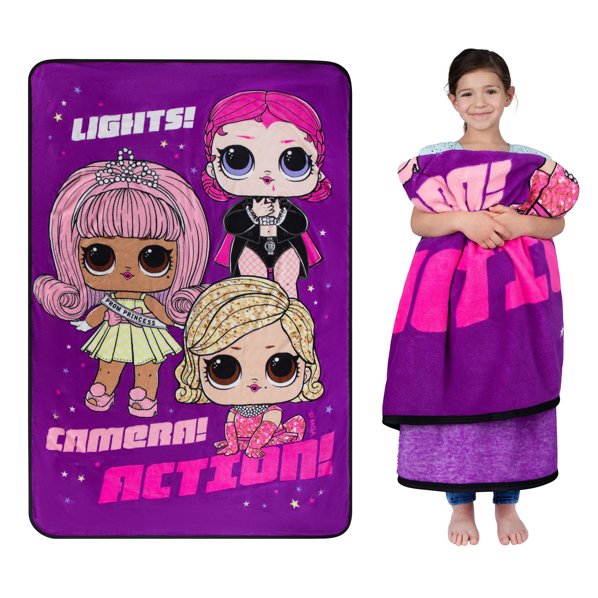 Franco Kids Bedding Super Soft Plush Micro Raschel Blanket, 62 in x 90 in, LOL Surprise