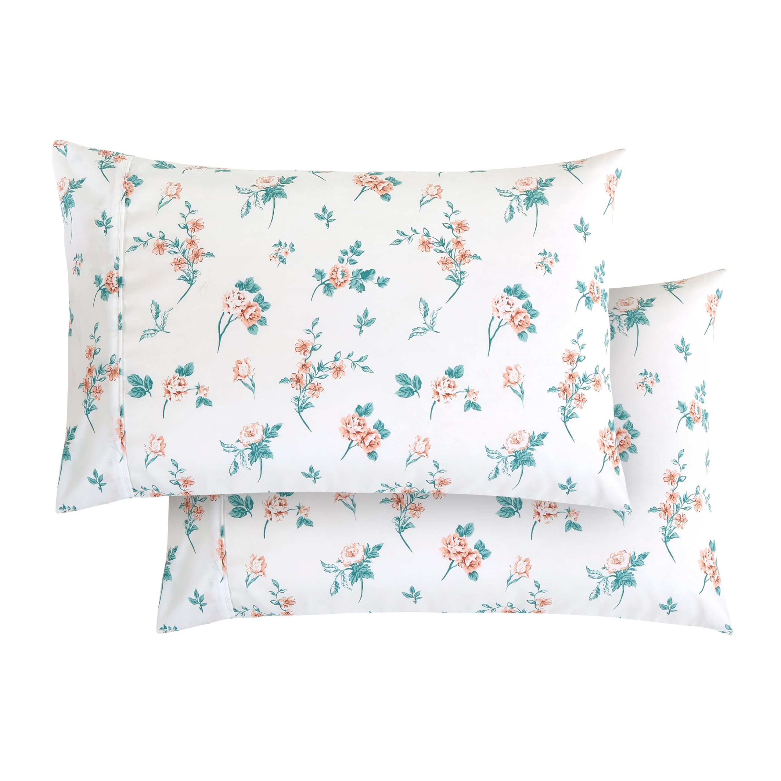Elegant Comfort Ultra Soft Set Of 2 Floral Print Pillowcases - 1500 Premium Hotel Quality Microfiber, Soft And Smooth Envelope Closure 2-Piece Pillow Covers - Standard/Queen, Pink Celia