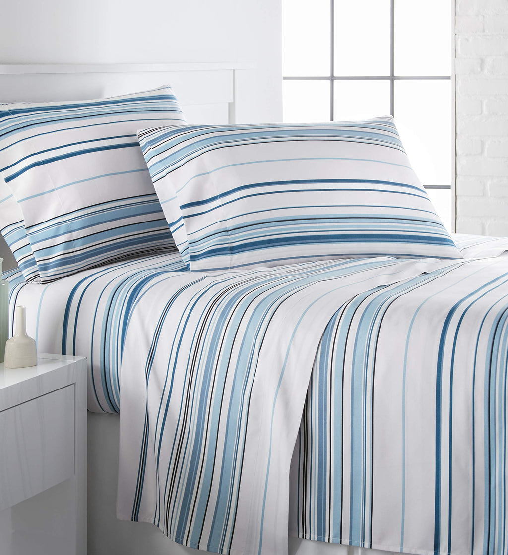 Southshore Fine Living, Inc. Coastal Stripes Collection, 4-Piece, 14-Inch Deep Pocket Sheet Set, Easy Care, Shrinkage Free Sheet