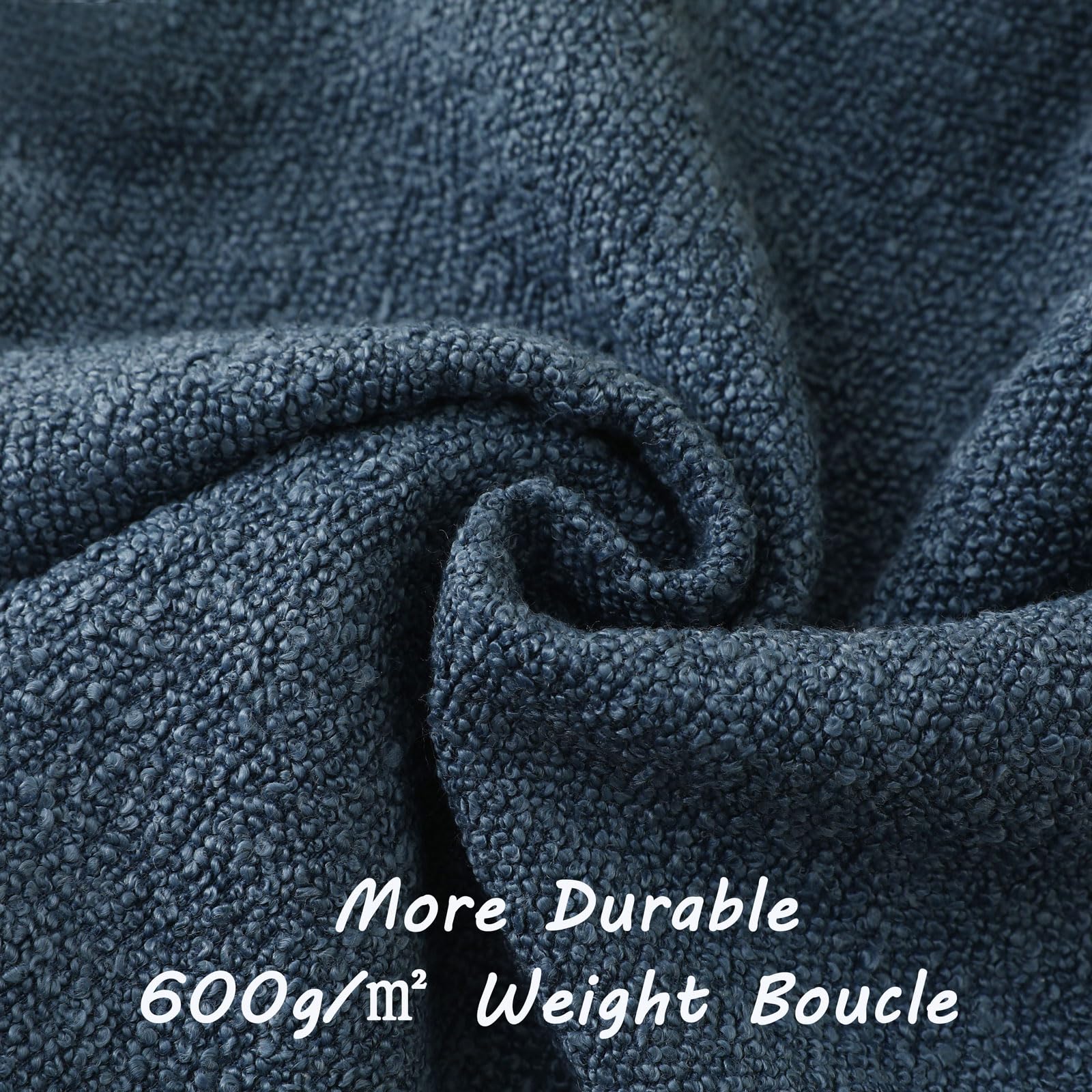 Futei Pack Of 2 Haze Blue Boucle Accent Decorative Throw Pillow Covers,18X18 Inch Soft Solid Textured Cushion Case,Home Decor Fo