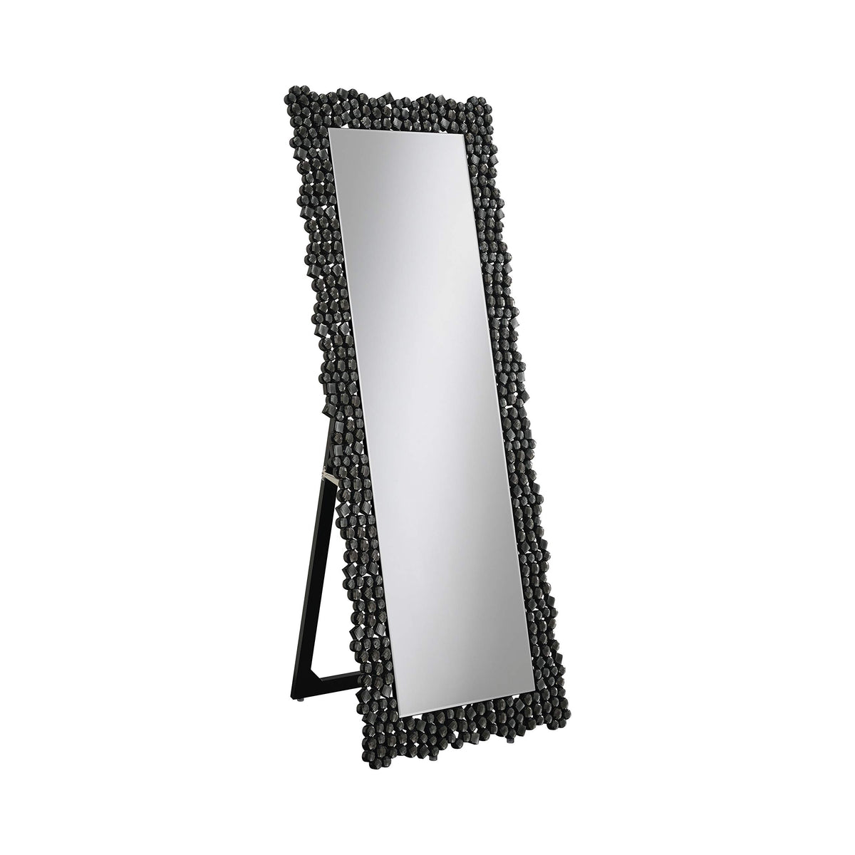 Coaster Furniture Textural Frame Cheval Floor Mirror Silver/Smoke Grey 23.5&quot; D X 1.5&quot; W X 63&quot; H 961422