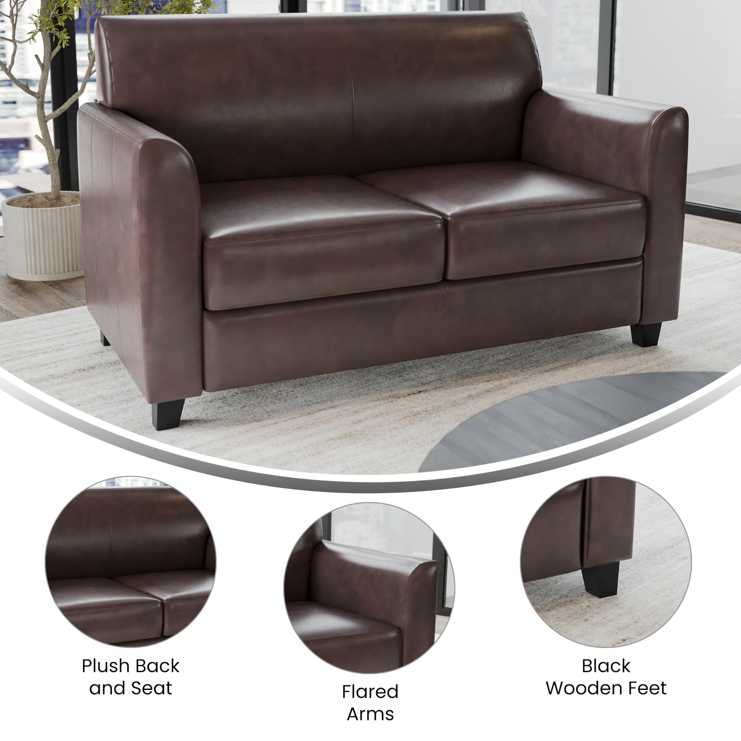 Flash Furniture HERCULES Diplomat Series Brown LeatherSoft Loveseat