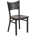 Flash Furniture Hercules Series Black Coffee Back Metal Restaurant Chair - Walnut Wood Seat