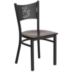 Flash Furniture Hercules Series Black Coffee Back Metal Restaurant Chair - Walnut Wood Seat