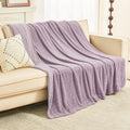Emme Muslin Cotton Fleece Throw Blanket Reversible - 50'*60' Lavender Soft Warm Throw Blankets For Couch Bed Picnic Travel Bed
