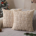 Allorry Christmas Pillow Covers 20 X 20 Set Of 2 Christmas Decoration Beige Christmas Tree Pillow Cases Plush Faux Fur Soft Cush