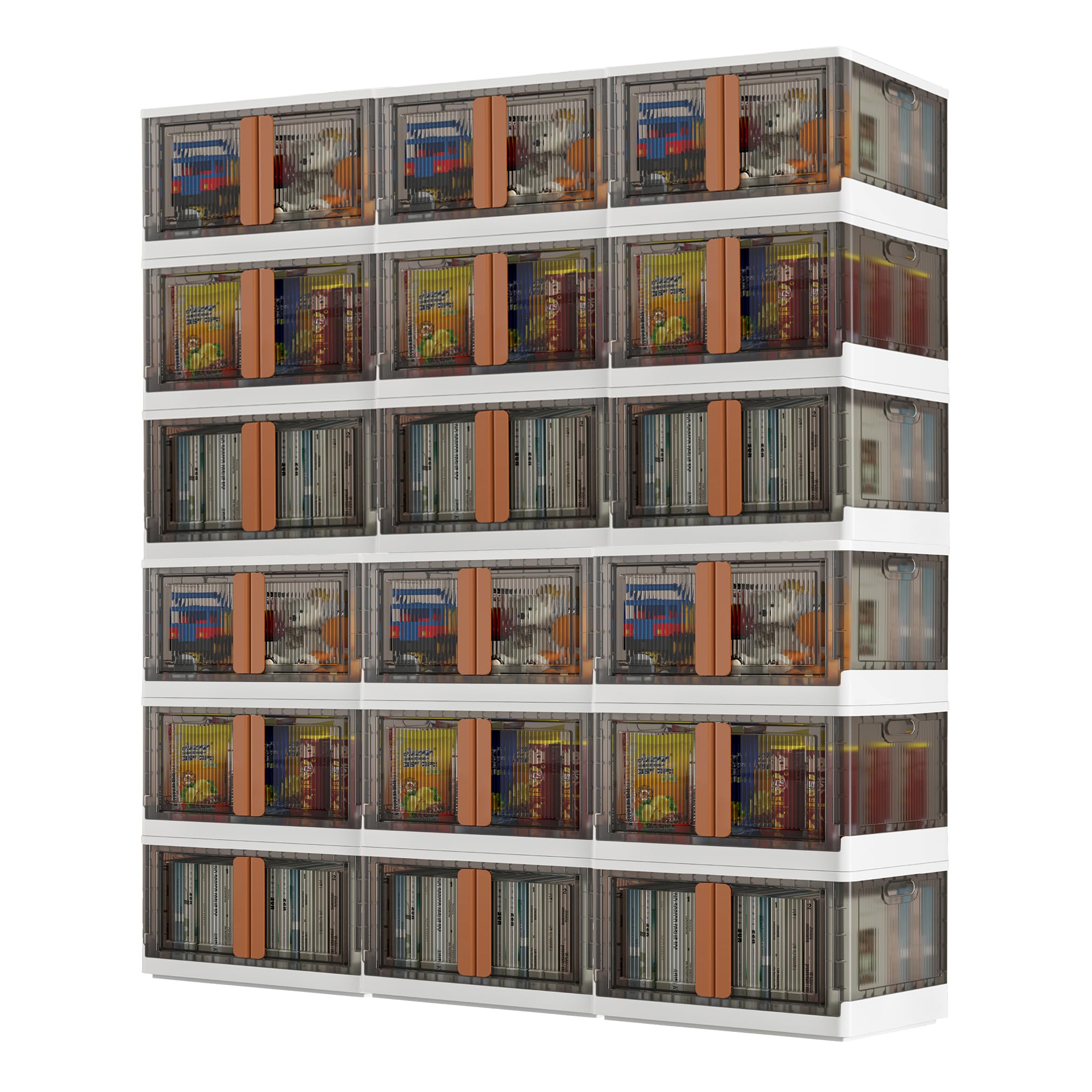 Wondersome Collapsible Storage Bins 72-L - 18-Pack of Extra-Large 19-Gallon/76-Quart Stackable Wheeled Clothing, Shoe, Bedroom, 