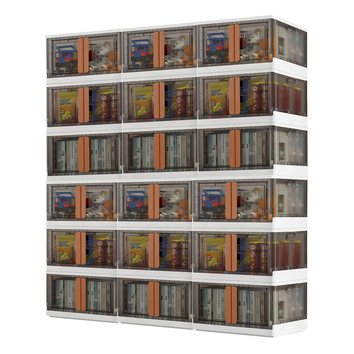 Wondersome Collapsible Storage Bins 72-L - 18-Pack of Extra-Large 19-Gallon/76-Quart Stackable Wheeled Clothing, Shoe, Bedroom, 