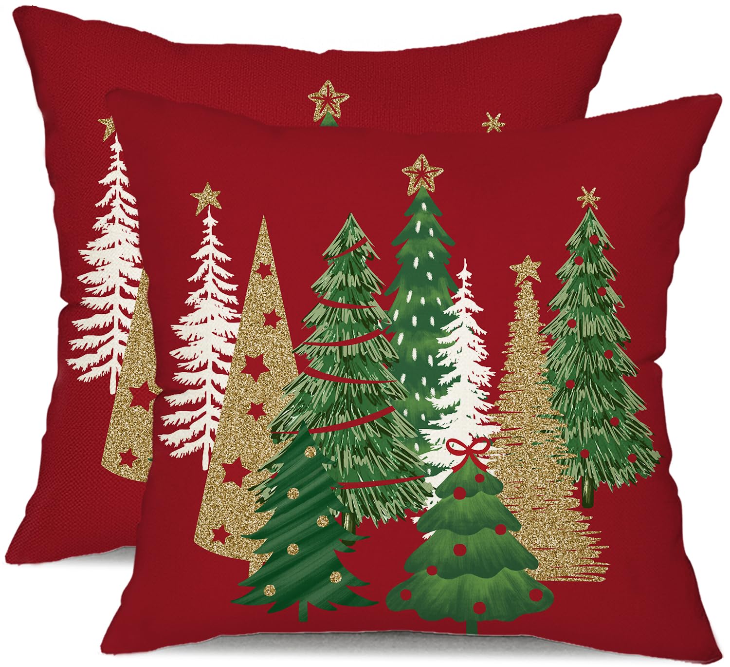 Dfxsz Christmas Pillow Covers 20X20 Inch Set Of 2 Christmas Tree Decorative Red Throw Pillows Winter Christmas Decor For Home Co