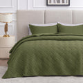 Love'S Cabin King Size Quilt Bedding Set Olive Green Bedspreads - Bed Summer Quilt Lightweight Microfiber Bedspread- Wave Patter