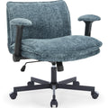 Fancispot Cross Legged Office Chair With Wheels And Adjustable Flip-Arms, Criss Cross Desk Chair With Thick Cushion, Wide Seat O