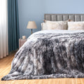 Gonaap Fuzzy Faux Fur Throw Blanket Queen Size Tie-Dye Marble Black Super Soft Cozy Plush Fuzzy Shaggy Blanket For Couch Sofa Be