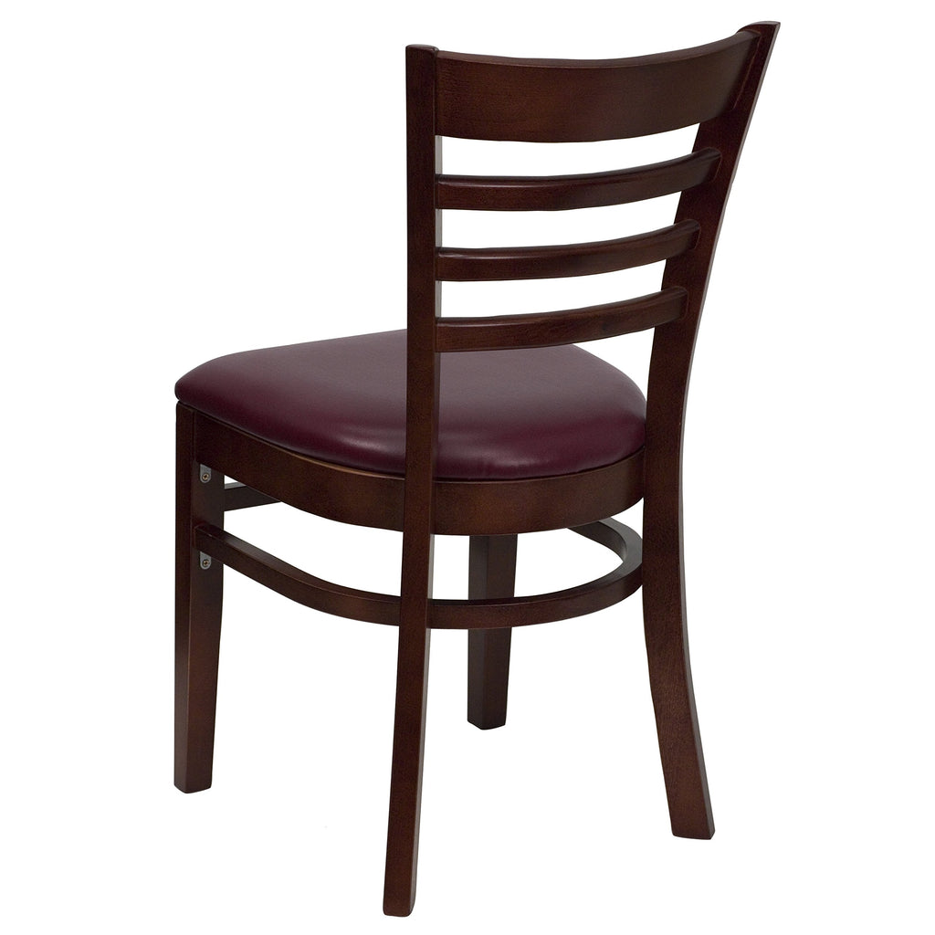 Flash Furniture HERCULES Series Ladder Back Mahogany Wood Restaurant Chair - Burgundy Vinyl Seat