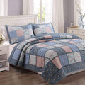 Cozy Line Home Fashions 100% Cotton Real Patchwork French Country Cottage Floral Reversible Quilt Bedding Set Coverlet Bedspread