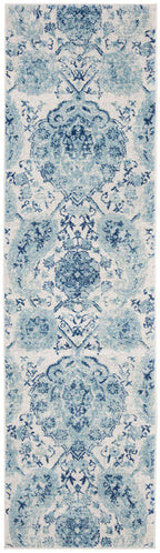 Safavieh Madison Collection Runner Rug - 2'3'' X 16', Cream & Turquoise, Boho Chic Glam Paisley Design, Non-Shedding & Easy Care