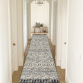 KUTA Boho Runner Rug for Hallway 2.6x16 Moroccan Washable Black Navy Blue Rug Non-Slip Vintage Long Runner Kitchen Rugs Soft Geo