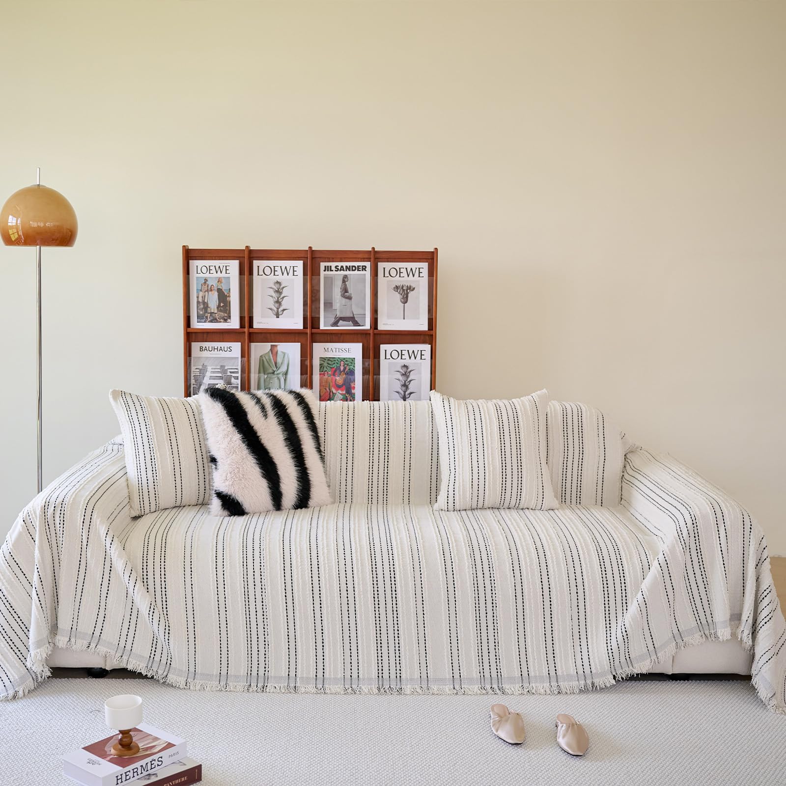 HANDONTIME Couch Cover Pet Friendly White Sofa Covers for 3 Cushion Couch Washable Sofa Cushion Cover Jacquard Chenille Couch Co