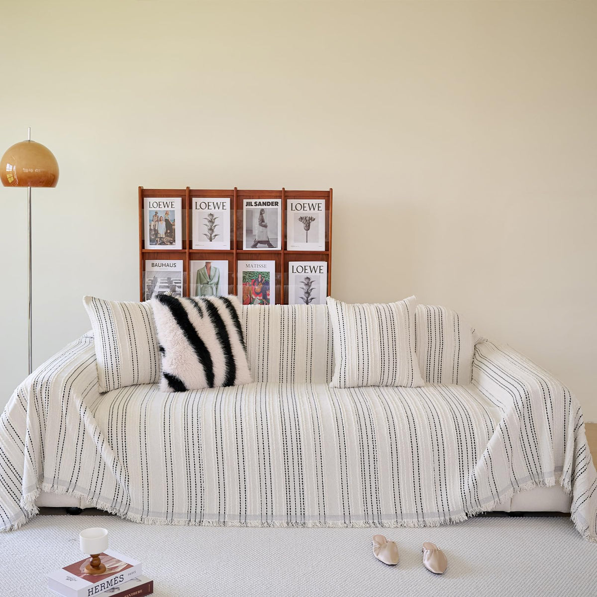 HANDONTIME Couch Cover Pet Friendly White Sofa Covers for 3 Cushion Couch Washable Sofa Cushion Cover Jacquard Chenille Couch Co