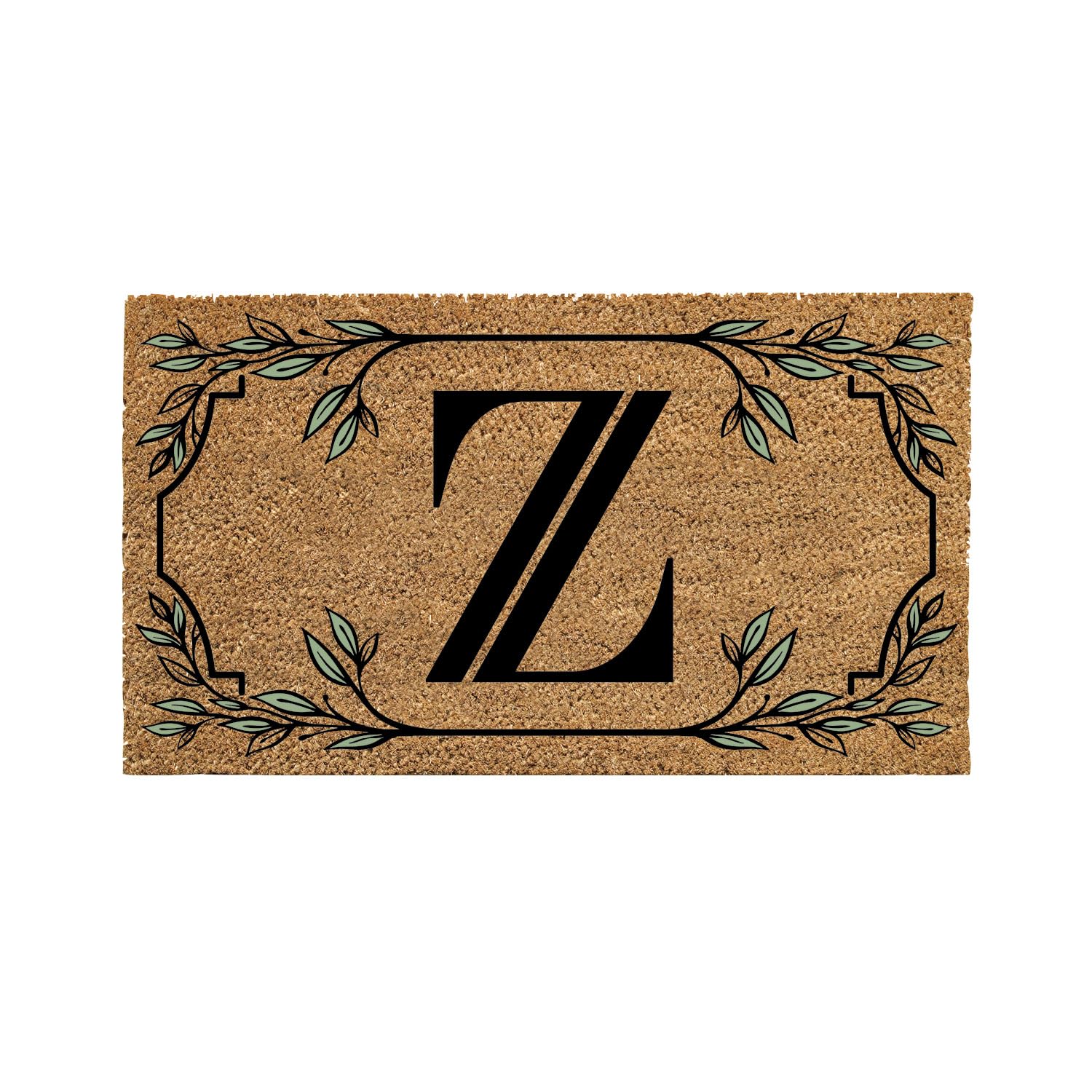 Evergreen Monogram Coir Doormat | Letter Z | Front Door Mat For Outdoor Indoor Entrance | 28X16 Inches | Non-Slip Backing Doorwa